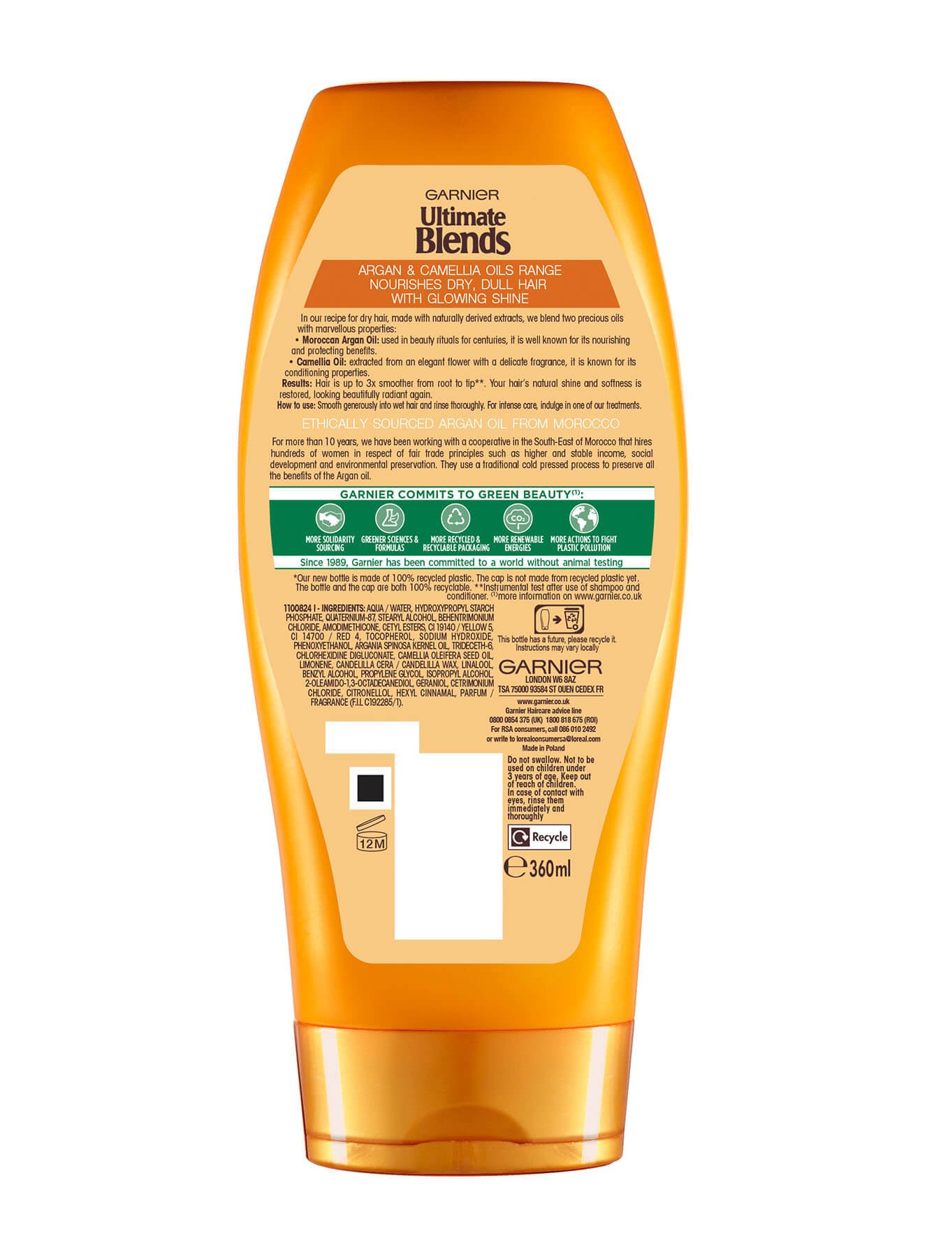 Ultimate Blends Marvellous Oils Argan & Camellia Conditioner back of pack